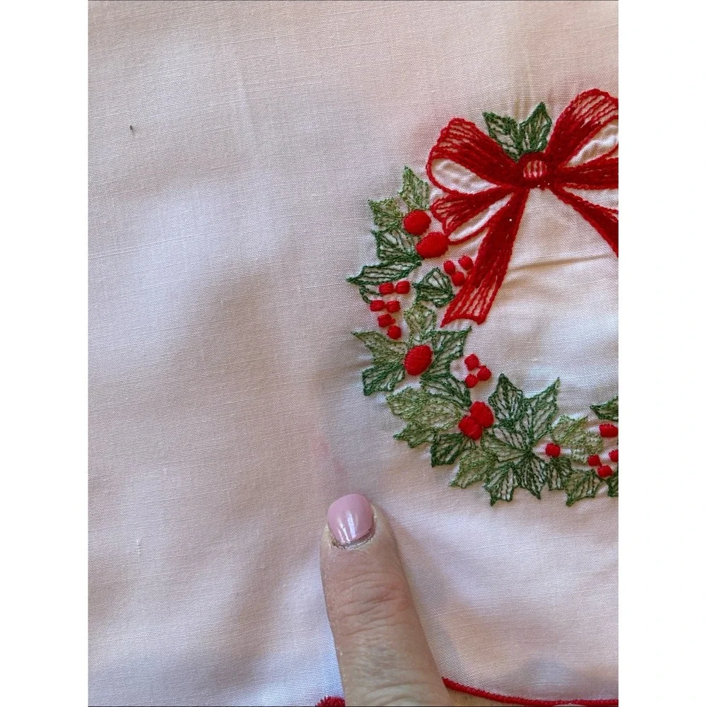 Christmas Holiday Themed Embroidered Cotton Tea Hand Towels Set of‎ 7 Variety
